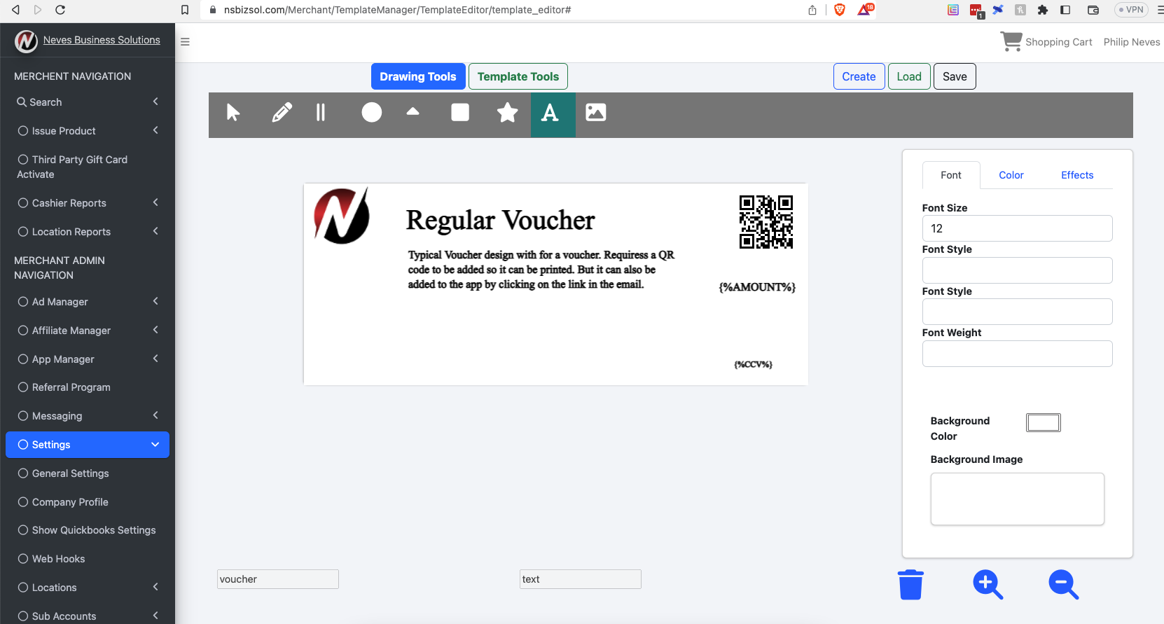 Voucher Template Editor