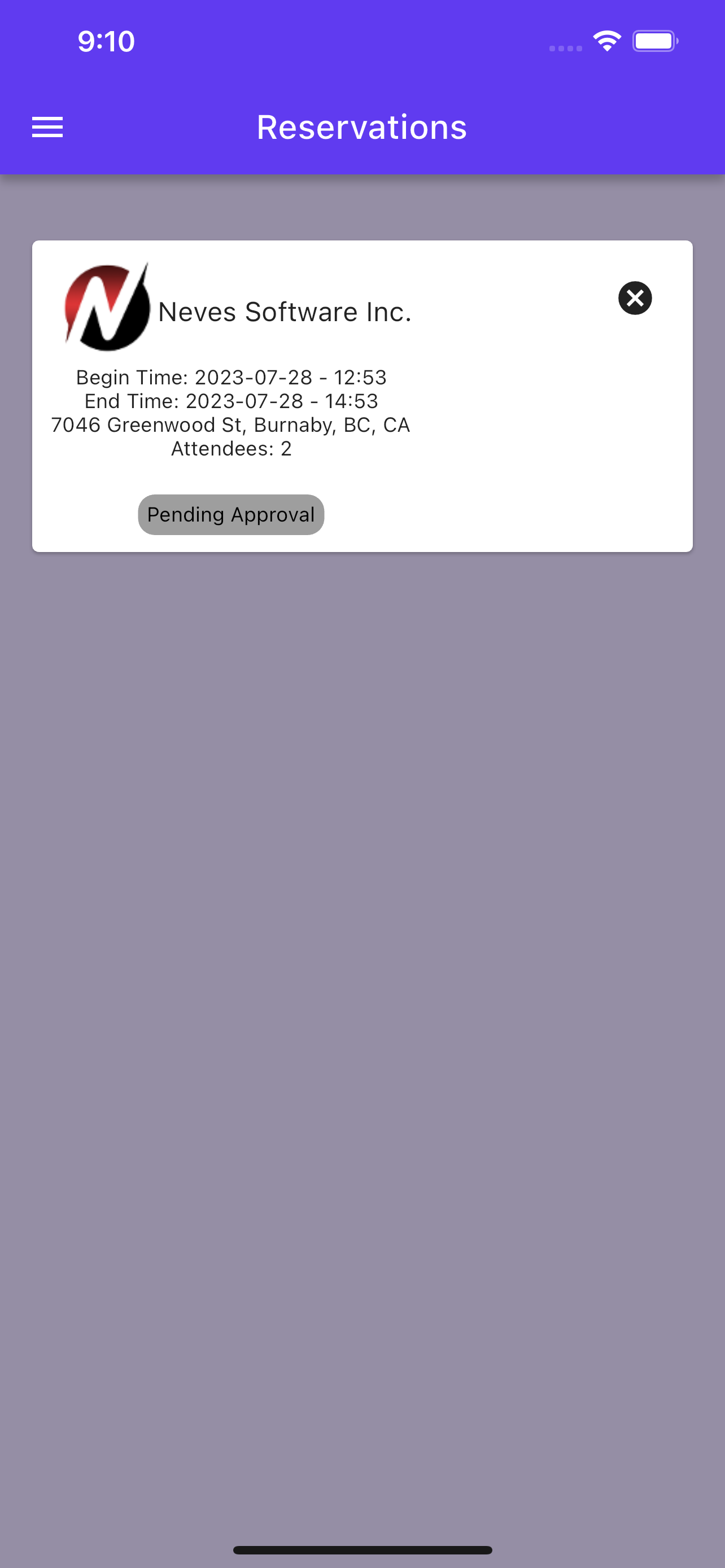 Reservation System App Screenshot